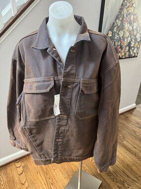 SUPREME flocked denim jacket brown size XXL